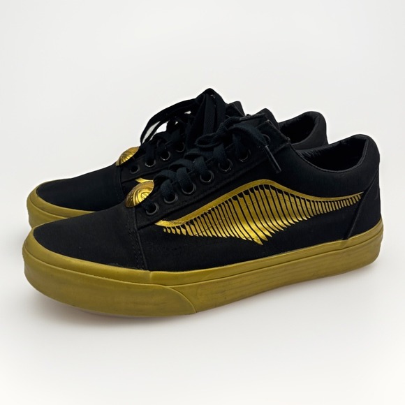 Van's HARRY POTTER Old Skool GOLD & BLACK Sneakers Size US Men's 7.5 Women's 9.0 - Picture 1 of 16